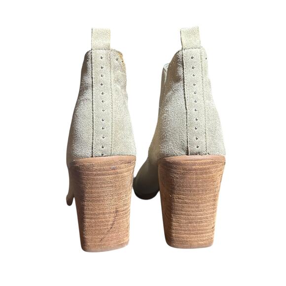 Marc Fisher Beige Suede Studded Pointed Toe Ankle Boots - Picture 6 of 11